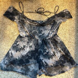 Urban Outfitters Black and Gray Tie-Dye mini romper